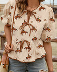 Cowboy Bow Tie Peplum Blouse