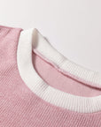Contrast Trim Knit Drop Shoulder Top