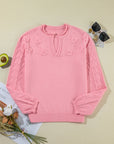 Ashlynn Flower Detail Knitted Notched Neck Sweater