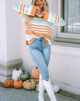 Amelia Stripe Long Sleeve Split Sweater