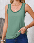 Metallic Contrast Trim Tank Top