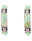 Baguette Blue Turquoise and Sterling Silver Hoop Earrings