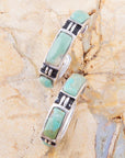 Baguette Blue Turquoise and Sterling Silver Hoop Earrings