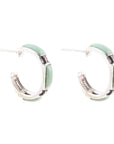 Baguette Blue Turquoise and Sterling Silver Hoop Earrings