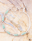 Baguette Blue Turquoise and Sterling Silver Linear Link Bracelet