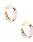 Baguette Mother of Pearl Hoop Earrings