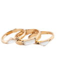 Baguette White Mother of Pearl Golden Stack Ring Set