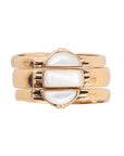 Baguette White Mother of Pearl Golden Stack Ring Set