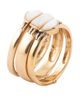 Baguette White Mother of Pearl Golden Stack Ring Set