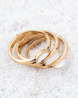 Baguette White Mother of Pearl Golden Stack Ring Set
