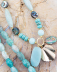 Baja Amazonite and Abalone Long Necklace