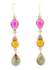 Barcelona Multistone Linear Golden Drop Earrings