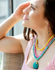 Barcelona Multistone Linear Golden Drop Earrings