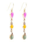 Barcelona Multistone Linear Golden Drop Earrings