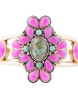Barcelona Pink Agate and Blue Turquoise Statement Cuff Bracelet