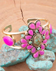 Barcelona Pink Agate and Blue Turquoise Statement Cuff Bracelet