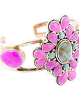 Barcelona Pink Agate and Blue Turquoise Statement Cuff Bracelet