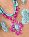 Barcelona Pink Agate Cross Golden Pendant Necklace