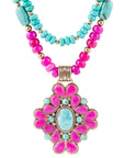 Barcelona Pink Agate Cross Golden Pendant Necklace