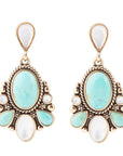 Barcelona Turquoise and Mother of Pearl Post Drop Earrings