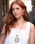 Barcelona Blue Turquoise and Mother of Pearl Golden Statement Necklace