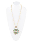 Barcelona Blue Turquoise and Mother of Pearl Golden Statement Necklace
