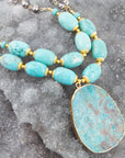 Baron Blue Turquoise Magnesite Pendant Statement Necklace