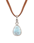 Basic Blue Larimar and Sterling Silver Pendant Leather Necklace