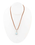 Basic Blue Larimar and Sterling Silver Pendant Leather Necklace