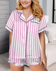 Baha Ranch Retro Pop Western Wild West Pink Pin Stripe Satin Pajamas