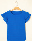 Textured Ruffle Sleeve Top