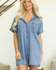 Rivka Pocketed Button up Denim Tunic Dress