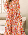 Barbara Floral Collared Long Sleeve Ruffled Dress
