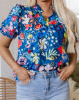 Floral V-Neck Puff Sleeve Blouse
