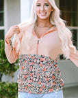 Gemma Floral Half Zip Kangaroo Pocket Hoodie