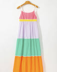 Cassandra Colorblock Self-tie High Waist Maxi Dress