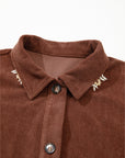 Floral Corduroy Embroidered Button-Front Jacket