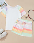 Paislee Rainbow Striped T Shirt and Shorts Set