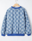 Jessica Checkerboard Oversized Denim Pullover