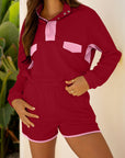 Colorblock Patchwork Pullover and Shorts Set