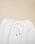 Plus Size Solid Raw Seam Top and Drawstring Pants Set