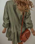 Ariana Puff Sleeve Buttoned Tiered Dress