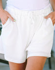 Zahra Waffle Knit Lace-up High Waist Wide Leg Casual Shorts