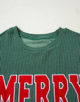 Christmas Merry Corded Knit Long Sleeve Top