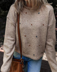 Polka Dot Drop Shoulder Sweater