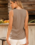 Naya Pleated Detail Round Neck Tank Top