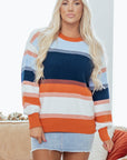 Colorblock Round Neck Long Sleeve Sweater