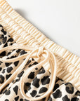 Leopard Contrast Trim Pullover and Drawstring Shorts Set
