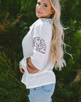 Eleanor Leopard Turn-down Collar Waffle Top