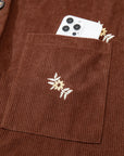 Floral Corduroy Embroidered Button-Front Jacket